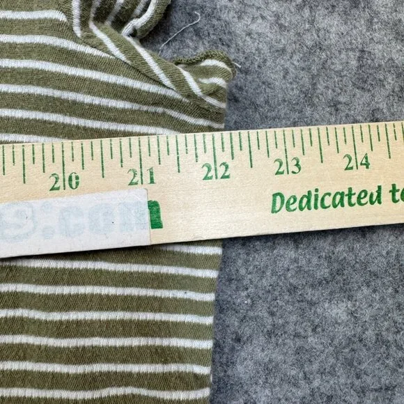 American Eagle T Shirt Womens XL Green Striped Ribbed Crop Top Lettuce Hem - Picture 7 of 8